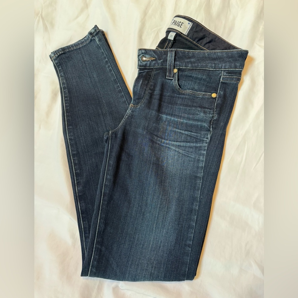 PAIGE Skyline Skinny Dark Indigo Jeans, sz 26